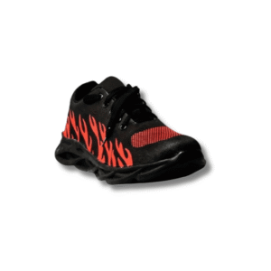 Men’s Black Running Joggers with Red Flame Detail