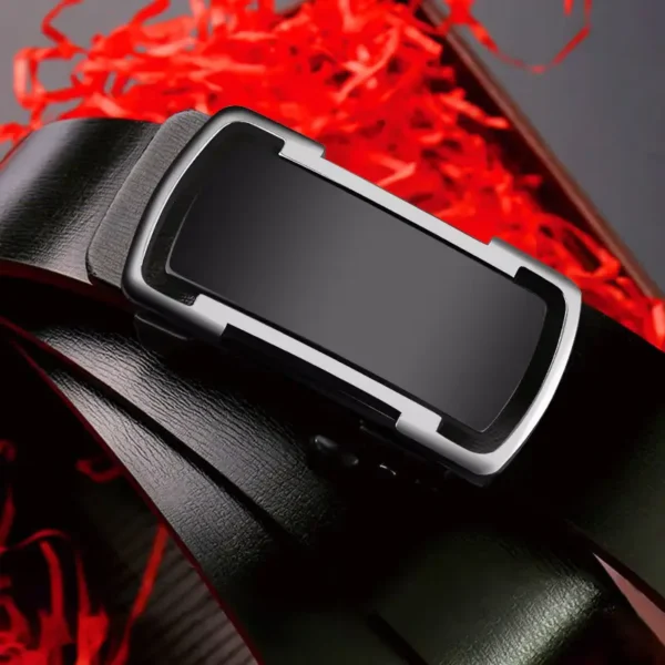 Men's Black Cowhide Automatic Buckle Belt | Genuine Leather Pakistan