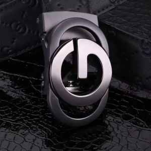 Men's Genuine Leather Automatic Buckle Belt Black | Pakistan