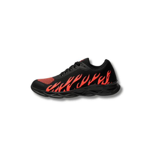 Men’s Black Running Joggers with Red Flame Detail