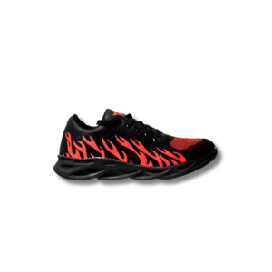 Men’s Black Running Joggers with Red Flame Detail