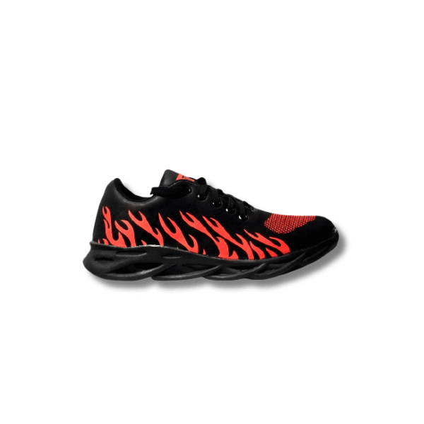 Men’s Black Running Joggers with Red Flame Detail