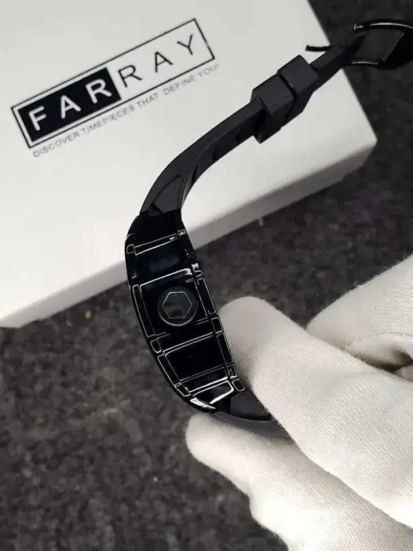 Men's Black Skeleton Watch | Chronograph Style Rubber Strap Pakistan