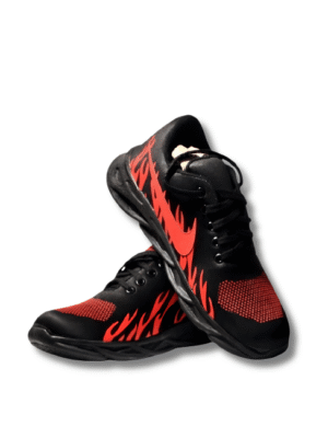 Men’s Black Running Joggers with Red Flame Detail