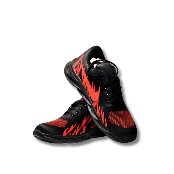 Men’s Black Running Joggers with Red Flame Detail